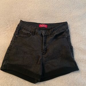 black denim shorts
